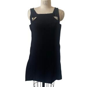 Hussein Chalayan Black Silk Crepe Sheath Dress w/ Cutouts Size 42/ US 10